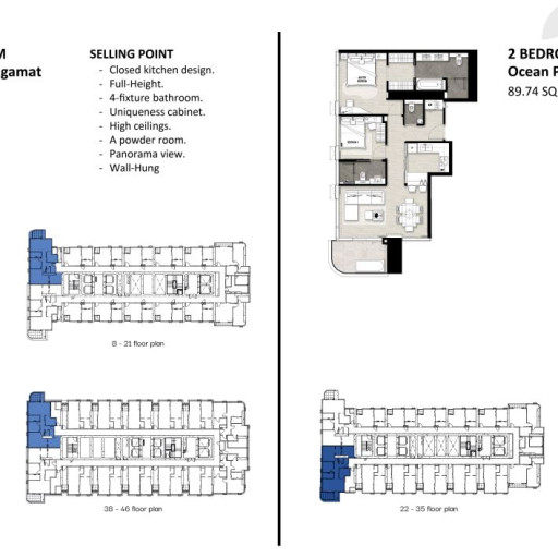 Once Wongamat, Двуспальная квартира - 90 м²